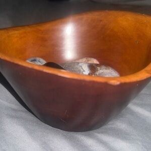 Artisan Crafted Teak Wooden Bowl with Decorative Stones (not included)